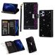 For iPhone 11 Multi-card Slots Starry Sky Laser Carving Glitter Zipper Horizontal Flip Leather Case with Holder & Wallet & Lanyard