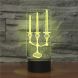 Candlestick Black Base Creative 3D LED Decorative Night Light, Powered by USB and Battery