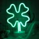 Four-leaf Clover Romantic Neon LED Holiday Light with Holder, Warm Fairy Decorative Lamp Night Light for Christmas, Wedding, Party, Bedroom