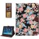 Peony Pattern Denim Texture Leather Case with Credit Card Slots & Holder for iPad 4 / iPad New