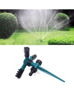 Automatic 360 Rotating Adjustable Garden Water Sprinklers Lawn Irrigation System with 3 Arm Sprayers and Spike Base