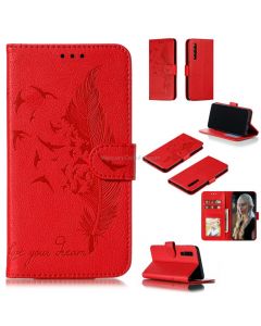 Feather Pattern Litchi Texture Horizontal Flip Leather Case with Wallet & Holder & Card Slots For Huawei P30