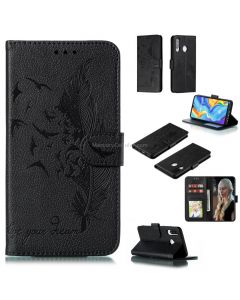 Feather Pattern Litchi Texture Horizontal Flip Leather Case with Wallet & Holder & Card Slots For Huawei P30 Lite