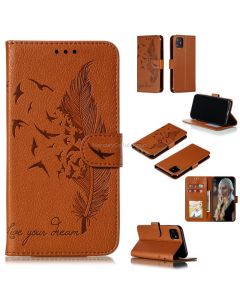 Feather Pattern Litchi Texture Horizontal Flip Leather Case with Wallet & Holder & Card Slots For iPhone 11