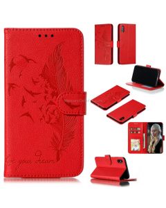 Feather Pattern Litchi Texture Horizontal Flip Leather Case with Wallet & Holder & Card Slots For iPhone XS Max