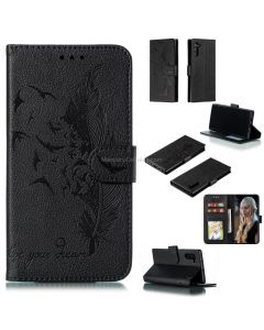 Feather Pattern Litchi Texture Horizontal Flip Leather Case with Wallet & Holder & Card Slots For Galaxy Note 10