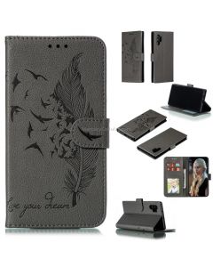 Feather Pattern Litchi Texture Horizontal Flip Leather Case with Wallet & Holder & Card Slots For Galaxy Note 10 +