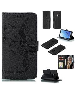 Feather Pattern Litchi Texture Horizontal Flip Leather Case with Wallet & Holder & Card Slots For Galaxy S9
