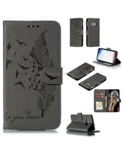 Feather Pattern Litchi Texture Horizontal Flip Leather Case with Wallet & Holder & Card Slots For Galaxy S10e