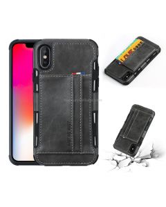 For iPhone XS / X PU + TPU Shockproof Protective Leather Case with Card Slots