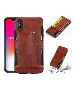 For iPhone XS / X PU + TPU Shockproof Protective Leather Case with Card Slots