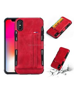 For iPhone XS Max PU + TPU Shockproof Protective Leather Case with Card Slots