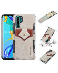 For Huawei P30 Pro Cloth Texture + PU + TPU Shockproof Protective Case with Card Slots
