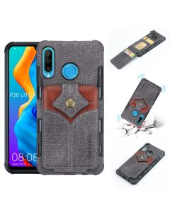 For Huawei P30 Lite Cloth Texture + PU + TPU Shockproof Protective Case with Card Slots