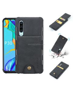 For Huawei P30 Cloth Texture + TPU Shockproof Protective Case with Vertical Flip Card Slots
