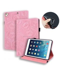 For iPad Pro 9.7 inch Calf Pattern Double Folding Design Embossed Leather Case with Holder & Card Slots & Pen Slot & Elastic Band