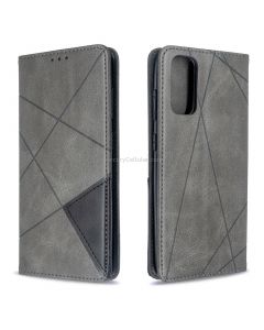 For Galaxy S20 Rhombus Texture Horizontal Flip Magnetic Leather Case with Holder & Card Slots