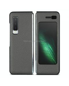 For Galaxy Fold / W2020 Shockproof Full Coverage Litchi Texture Genuine Leather Case