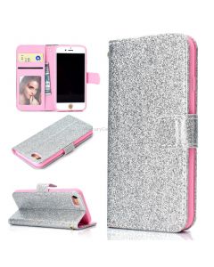 For iPhone SE 2020 Glitter Powder Horizontal Flip Leather Case with Card Slots & Holder & Photo Frame & Wallet