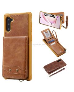 For Galaxy Note 10 Vertical Flip Shockproof Leather Protective Case with Short Rope, Support Card Slots & Bracket & Photo Holder & Wallet Function