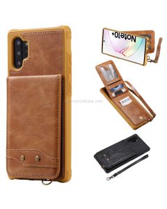 For Galaxy Note 10+ Vertical Flip Shockproof Leather Protective Case with Short Rope, Support Card Slots & Bracket & Photo Holder & Wallet Function