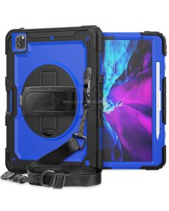 For iPad Pro 12.9 (2020) Shockproof Colorful Silicone + PC Protective Case with Holder & Shoulder Strap & Hand Strap & Pen Slot
