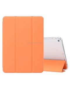 For iPad mini (2019) / mini 4 3-folding Electric Pressed Skin Texture Horizontal Flip Shockproof Transparent TPU + PU Leather Case with Holder & Pen Slot & Sleep / Wake-up Function