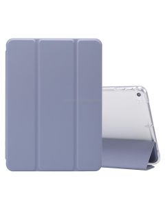 For iPad mini (2019) / mini 4 3-folding Electric Pressed Skin Texture Horizontal Flip Shockproof Transparent TPU + PU Leather Case with Holder & Pen Slot & Sleep / Wake-up Function