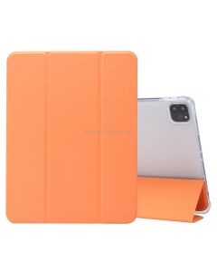 For iPad Pro 11 inch (2020) 3-folding Electric Pressed Skin Texture Horizontal Flip Shockproof Transparent TPU + PU Leather Case with Holder & Pen Slot & Sleep / Wake-up Function