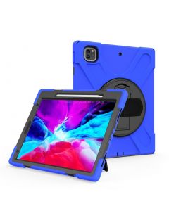 For iPhone Pro 12.9 (2020) Shockproof Colorful Silicone + PC Protective Case with Holder & Shoulder Strap & Hand Strap & Pen Slot