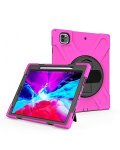 For iPhone Pro 12.9 (2020) Shockproof Colorful Silicone + PC Protective Case with Holder & Shoulder Strap & Hand Strap & Pen Slot