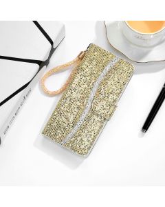 For Samsung Galaxy S8 Glitter Powder Horizontal Flip Leather Case with Card Slots & Holder & Lanyard