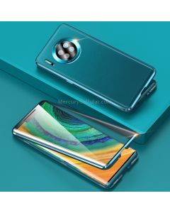 For Huawei Mate 30 Pro Shockproof Magnetic Attraction Leather Backboard + Tempered Glass Protective Case with Camera Lens Protector Cover