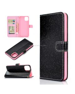 For iPhone 12 Glitter Powder Horizontal Flip Leather Case with Card Slots & Holder & Photo Frame & Wallet & Lanyard
