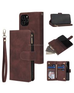 For iPhone 12 Pro Max Multifunctional Retro Frosted Horizontal Flip Leather Case with Card Slot & Holder & Zipper Wallet & Photo Frame & Lanyard