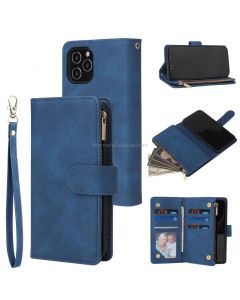 For iPhone 12 / 12 Pro Multifunctional Retro Frosted Horizontal Flip Leather Case with Card Slot & Holder & Zipper Wallet & Photo Frame & Lanyard
