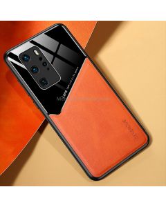 For Huawei P40 Pro All-inclusive Leather + Organic Glass Protective Case with Metal Iron Sheet