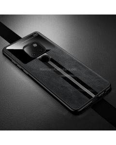 For Huawei Mate 20 Leather Texture PU + Glass + TPU Shockproof Protective Case