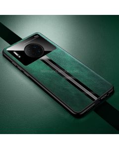 For Huawei Mate 30 Leather Texture PU + Glass + TPU Shockproof Protective Case