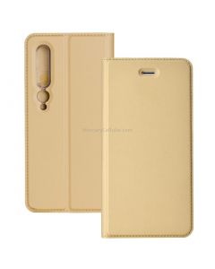 For Xiaomi Mi 10 5G Ultra-thin Plain Magnetic TPU + PU Leather Case with Holder & Card Slot
