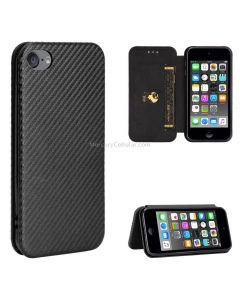 For iPod Touch 5 / 6 / 7 Carbon Fiber Texture Magnetic Horizontal Flip TPU + PC + PU Leather Case with Card Slot