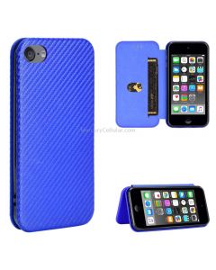 For iPod Touch 5 / 6 / 7 Carbon Fiber Texture Magnetic Horizontal Flip TPU + PC + PU Leather Case with Card Slot