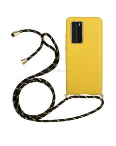 For Huawei P40 Pro Wheat Straw Material + TPU Protective Case with Lanyard
