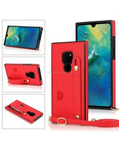 For Huawei Mate 20 Wrist Strap PU+TPU Shockproof Protective Case with Crossbody Lanyard & Holder & Card Slot