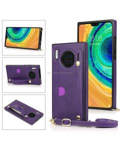 For Huawei Mate 30 Wrist Strap PU+TPU Shockproof Protective Case with Crossbody Lanyard & Holder & Card Slot