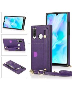 For Huawei P30 Lite Wrist Strap PU+TPU Shockproof Protective Case with Crossbody Lanyard & Holder & Card Slot