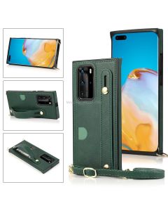 For Huawei P40 Pro Wrist Strap PU+TPU Shockproof Protective Case with Crossbody Lanyard & Holder & Card Slot