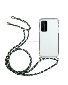 For Huawei P40 Pro Four-Corner Anti-Fall Transparent TPU Protective Case with Lanyard