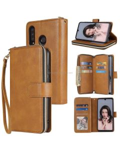 For Huawei P30 Lite Zipper Wallet Bag Horizontal Flip PU Leather Case with Holder & 9 Card Slots & Wallet & Lanyard & Photo Frame