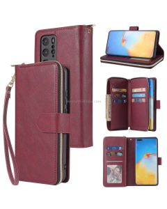 For Huawei P40 Pro Zipper Wallet Bag Horizontal Flip PU Leather Case with Holder & 9 Card Slots & Wallet & Lanyard & Photo Frame